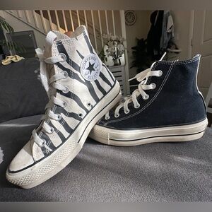 Woman’s 7 Converse Women's Zebra Stripe and Black High-Tops